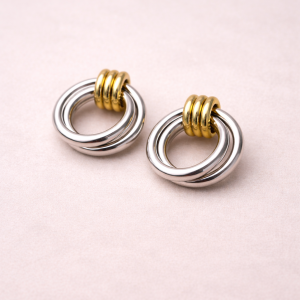 TWO TONE HOOPS EARRINGS