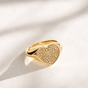 Crystal Heart Gold Ring
