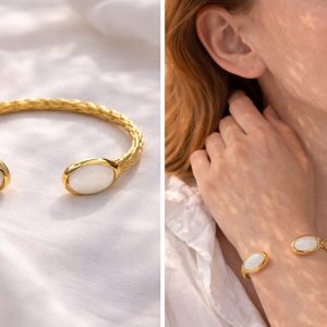 GOLDEN PEARL HARMONY CUFF BRACELET