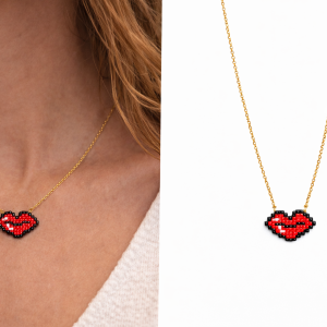 RUBY LIPS MACRAME NECKLACE