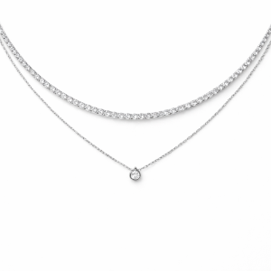 DOUBLE GLOW SILVER NECKLACE