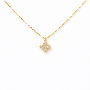CLOVER CRYSTAL CROSS NECKLACE