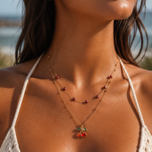 Cherry Love Collection – Κολιέ με Κεράσια & Καρδιά